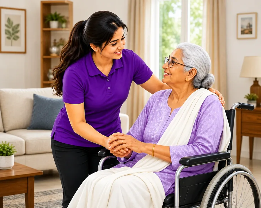 Caregiver with an elderly woman
